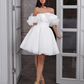 White Fashion Off Shoulder Chiffon Homecoming Dress Layered Ruffle Short Prom Dress nv1856