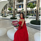 Red elegant off-shoulder long chiffon ball gown evening dress wedding guest dress nv2617