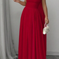 Red elegant off-shoulder long chiffon ball gown evening dress wedding guest dress nv2617
