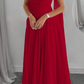 Red elegant off-shoulder long chiffon ball gown evening dress wedding guest dress nv2617