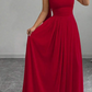 Red elegant off-shoulder long chiffon ball gown evening dress wedding guest dress nv2617