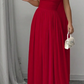 Red elegant off-shoulder long chiffon ball gown evening dress wedding guest dress nv2617