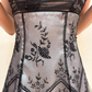 Grey and black chic homecoming dress floral spaghetti strap chiffon short party dress nv4346