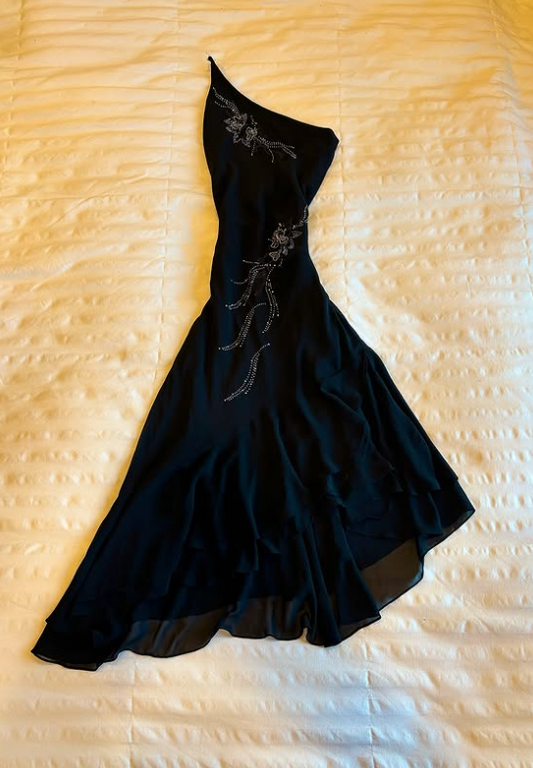 Black floral beaded short chiffon homecoming dress birthday dress prom dress nv4503