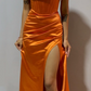 Orange Sexy Elegant Fashion Long Satin Party Dress Evening Gown Prom Dress nv4591