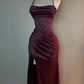 Orange Sexy Elegant Fashion Long Satin Party Dress Evening Gown Prom Dress nv4591