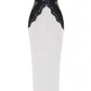 White Black Lace Long Satin prom dress Evening Dress Party Dress Wedding Guest Dress nv4798