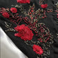 Black exquisite rose flower beaded long Chiffon prom dresses evening dress nv5368