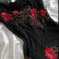 Black exquisite rose flower beaded long Chiffon prom dresses evening dress nv5368