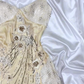Cream Yellow Beaded Floral Short Chiffon Prom Dress Evening Dress Party Dress nv5134