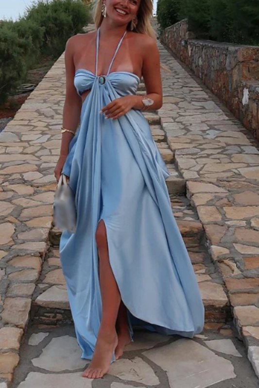Fashion strap blue elegant off-shoulder long satin prom dress evening gown nv5215