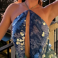 Blue green shiny fashion short sequin homecoming dress cocktail party dress nv5220