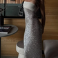 Green/Silver/burgundy tube top elegant sexy sequin dress ladies prom dress evening dress party dress nv5257