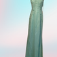 NiceVestidos--Light Moss Green Embroidered Organza Halter - Neck Sleeveless Floor - Length Banquet Dress NV5825
