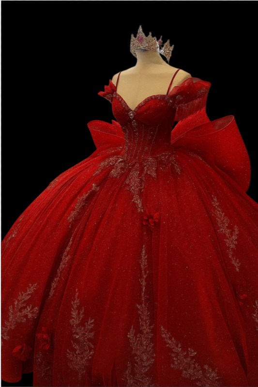 NiceVestidos--Red Gorgeous Exquisite Beaded Tulle Satin Long Prom Dress Wedding Ball Gown NV5877