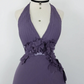 NiceVestidos--Vintage Lavender Purple 3D Floral Halter Deep V Asymmetric Ruffled Long Gown NV5908