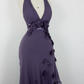 NiceVestidos--Vintage Lavender Purple 3D Floral Halter Deep V Asymmetric Ruffled Long Gown NV5908