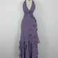 NiceVestidos--Vintage Lavender Purple 3D Floral Halter Deep V Asymmetric Ruffled Long Gown NV5908
