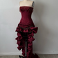 Robe de bal longue en satin bordeaux ornée de perles NiceVestidos NV6154