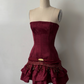 NiceVestidos-Burgundy Exquisite Beaded Short Satin Formal Prom Dress NV6155