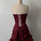 NiceVestidos-Burgundy Exquisite Beaded Short Satin Formal Prom Dress NV6155