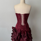 NiceVestidos-Burgundy Exquisite Beaded Short Satin Formal Prom Dress NV6157