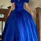 Robe de bal rétro bleue brillante longue NV6440