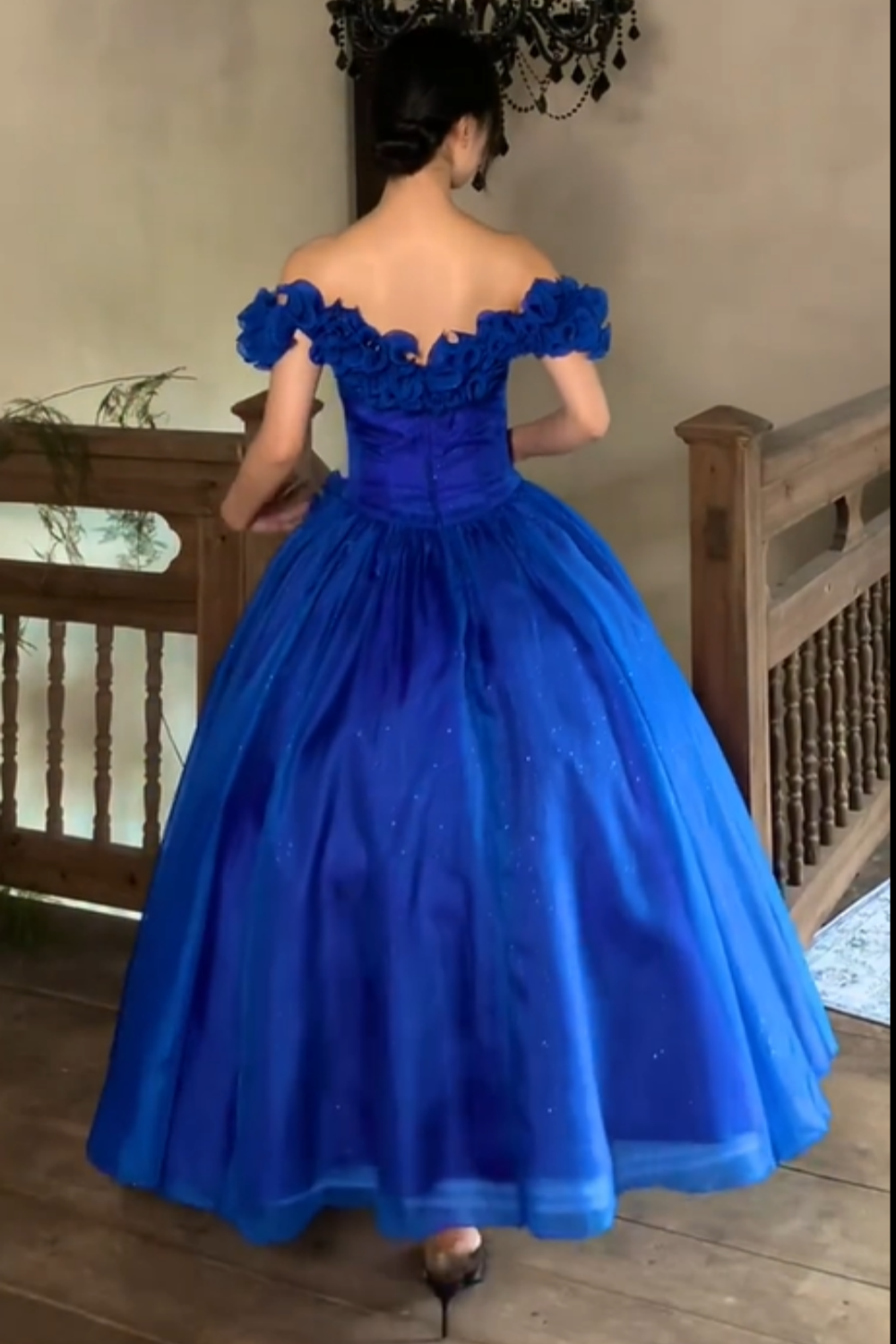 Robe de bal rétro bleue brillante longue NV6440
