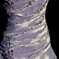 Robe de soirée longue rétro en satin violet ornée de perles exquises NV6612