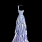 Robe de soirée longue rétro en satin violet ornée de perles exquises NV6612