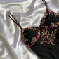 NiceVestidos - Robe de soirée courte/mi-longue à imprimé floral noir nv5461