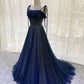 Dark blue tulle sequined long ball gown evening dress nv1912