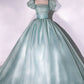 Green Unique Tulle Long Prom Dress Sweet 16 Years Old Dress Evening Dress nv2043