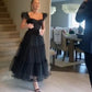 Black tulle A-line ball gown evening dress nv2161