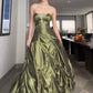 Green satin sleeveless long party dress formal gown ball gown nv2021