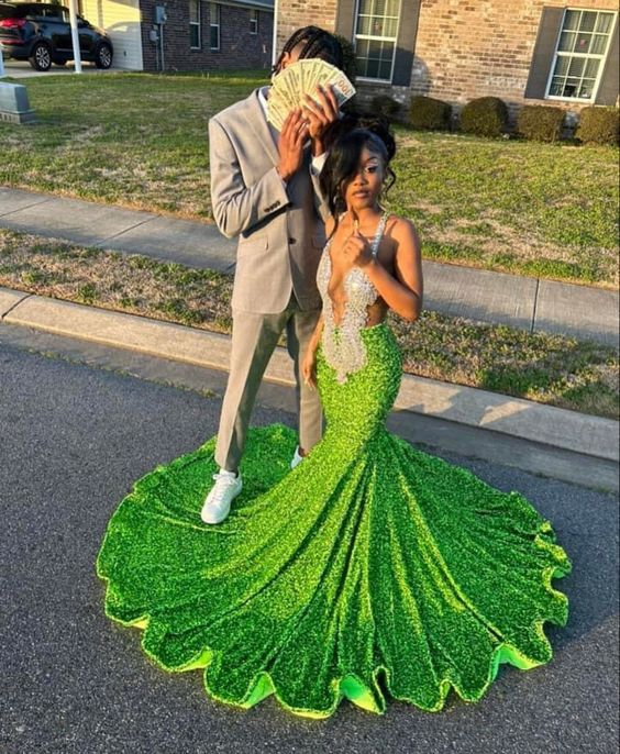 Sparkly Green Mermaid Long Sequins Prom Dress nv1261