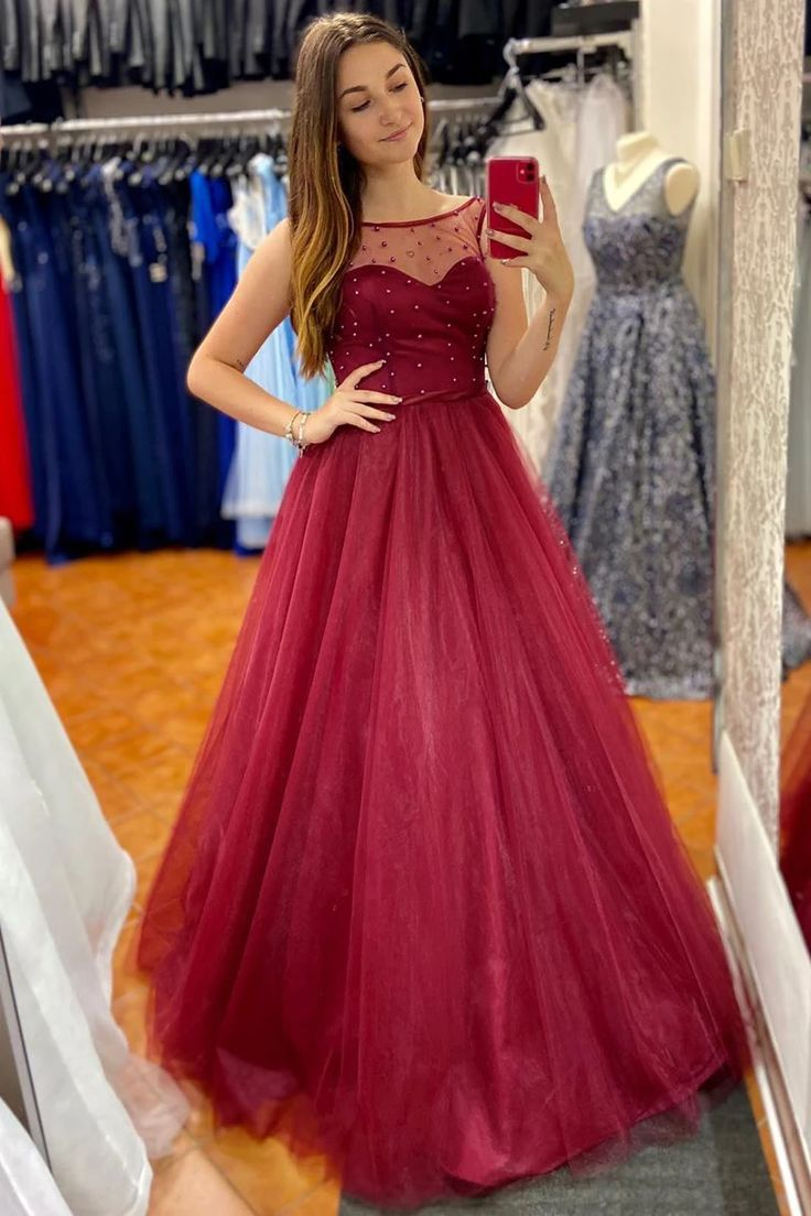 Elegant A-Line Beaded Long Prom Dress nv1151