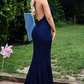 Sexy Mermaid Halter Neck Backless Long Blue Lace Prom Dress  nv1267