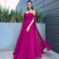 A-Line/Elegant Chiffon Floor-Length Long Sleeves Ruffles Off-the-Shoulder Prom Dresses nv1304