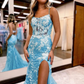 Sheath Applique Lace Prom Dress Spaghetti Straps Sleeveless Mermaid Dress nv1066