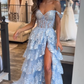 Black Off The Shoulder Tiered Prom Dress Lace Evening Dress  nv1060