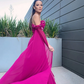 A-Line/Elegant Chiffon Floor-Length Long Sleeves Ruffles Off-the-Shoulder Prom Dresses nv1304