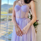 A-Line Purple Tulle Long Prom Dress, Purple Tulle Formal Evening Dress nv1198