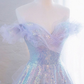 Off Shoulder Sequin Tulle Long Prom Dress, Formal Evening nv1319