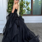 Women's black off-the-shoulder beaded long ball gown evening dress with gloves nv1381