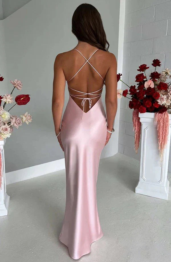 Pink fashion elegant sexy suspender long satin floor-length ball gown, evening dress, party dress nv3707
