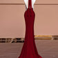 Mermaid Halter Burgundy Long Prom Dresses nv1717