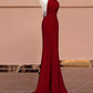 Mermaid Halter Burgundy Long Prom Dresses nv1717