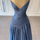 NiceVestidos - Robe de soirée longue en satin bleu NV5951
