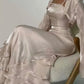 Champagne Fashion Elegant Ruffled Ruffle Long Tulle Ball Gown Evening Dress Party Dress nv3433